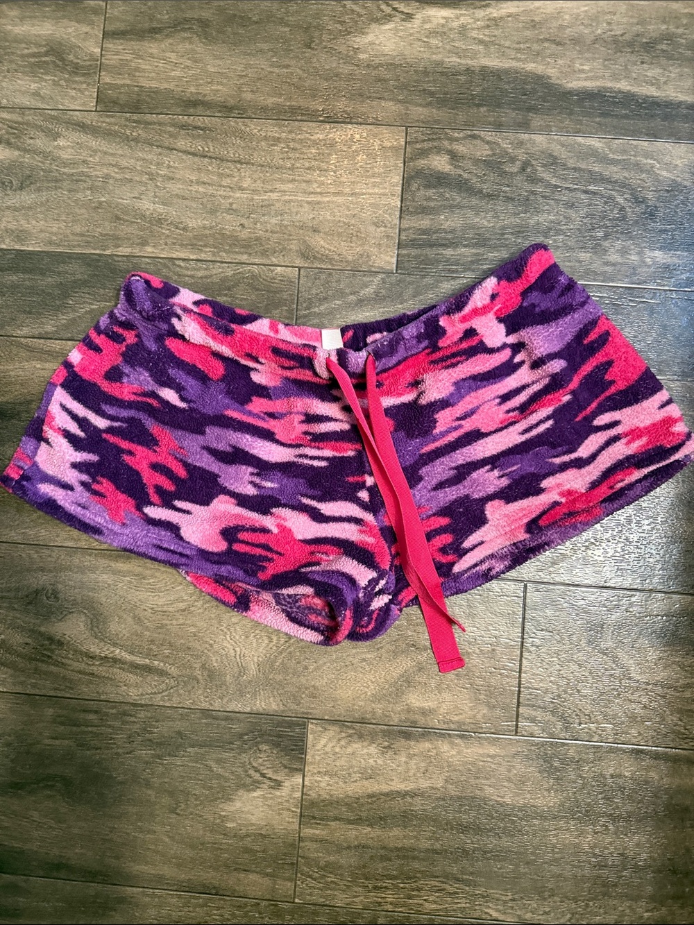 No Boundaries Pink Purple Camo Plush Sleep Shorts